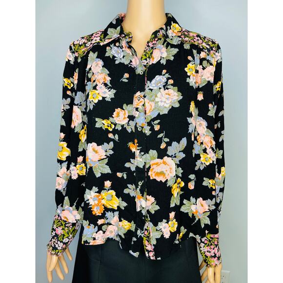 Free People hold on to me Button Down Floral Shirt size Small Boho - Picture 7 of 10